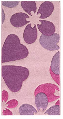 Luxor Living Spielteppich Flair Carving - Kinderteppich Mädchen mit Blumen Design - ideal als Spielteppich - Teppich Kinderzimmer Mädchen - pflegeleicht und strapazierfähig 60 x 115 cm