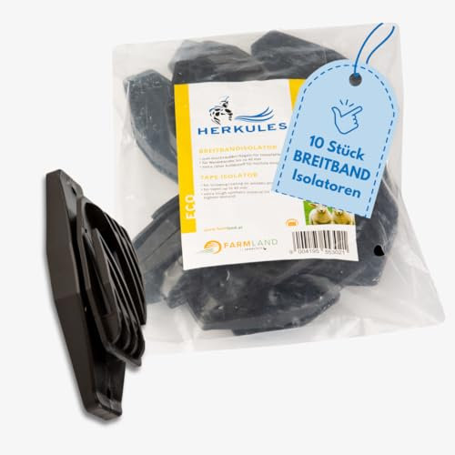 Farmland Herkules Breitband Isolator - Isolatoren Weidezaun Breitband aus robustem Kunststoff - Breitbandisolatoren für Breitbänder bis 40 mm zum Anschrauben oder Nageln