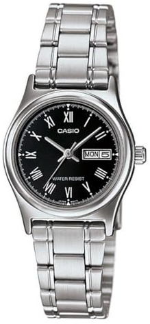 Casio Woman LTP+V006D.1B 26mm Japanese Quartz Movement Watch, Black/Silver, 30.4×25×9.2mm, Bracelet