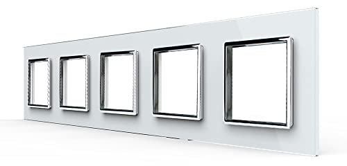 Livolo 5-Fach Glas Rahmen Glasblende für Steckdosen Module nur Panel Livolo zum Einbau für verschiedene Module Weiß VL-C7-SR/SR/SR/SR/SR-11