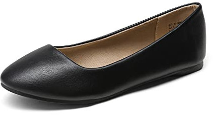 DREAM PAIRS Women's Sole-Simple Ballet Flat,Ladies' Ballerina Walking Flats Shoes for Comfort and Fashion Style,Size 7,Black/Pu,Sole-Simple
