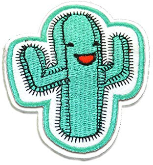 Catch the Patch Kaktus lacht Pflanze - (Größe: 8,3 x 6,9 cm) Aufnäher, Bügelbilder, Aufbügler, Applikationen, Patches, Sticker zum Aufbügeln oder Aufnähen – für Kleidung, Taschen, Jacken