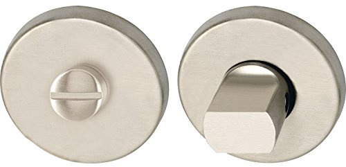 WC - Rosette ø 50 mm, Höhe 7 mm, m. Schlitzkopf u. Drehknopf, Edelstahl matt