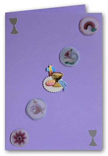ARTOZ Kreativ Bastel-Set Kommunion/Konfirmation/Firmung - Set für 5 Karten - Farbe Lila - mit Faltkarten, 3D Sticker, Bastelpapier & Umschläge - Ideal für Einladungskarten und Danksagungen
