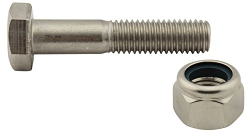 SC-Normteile® | Sechskantschrauben mit Schaft und Sicherungsmuttern (hohe Form) - M10x60 - (10 Stück) - Maschinenschrauben/Stoppmuttern - DIN 931 / DIN 982 - Edelstahl A2 (V2A) - SC931 / SC982