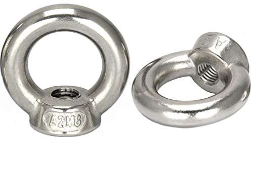 OPIOL QUALITY® Ringmuttern ähnl. DIN 582, gegossen und poliert M10 aus Edelstahl A2 V2A (2 Stück) Ösenmutter Mutter Zurröse Augenmutter Öse Augbolzen Bügelmutter Transportöse Kranöse Rostfrei