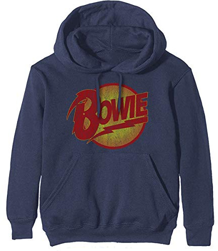 David Bowie Men's Vintage Diamond Dogs Logo Hooded Sweatshirt Charcoal