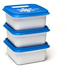 Amuse Alaska A-000076 Gefrierdosen / Frischhaltedosen-Set zum Einfrieren als Aufbewahrungsboxen, in Profi-Qualität, eckig, 3 x 500 ml blaue Vorratsdosen luftdicht