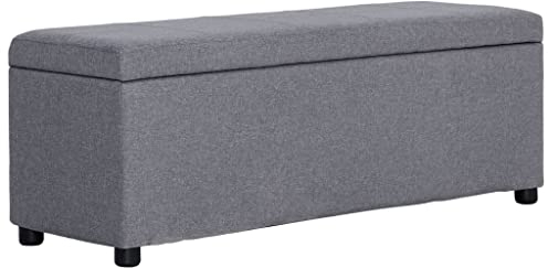 vidaXL Bank mit Staufach Sitzbank Sitzhocker Sitztruhe Flurbank Truhenbank Aufbewahrungsbox Truhe Spielzeugkiste Polsterbank 116cm Hellgrau Polyester