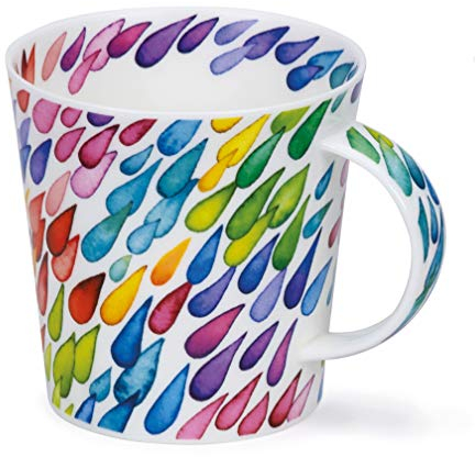 Dunoon Tasse en porcelaine fine fabriquée en Angleterre en forme de cairngorm Motif gouttes de pluie 480 ml Passe au lave-vaisselle (diagonale)