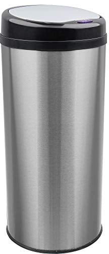 GRANDMA SHARK Tall Kitchen Bin, Sensor Bin, Rubbish Bin, Trash Can, Open-Cover by Infrared-Sensor, Anti-Fingerprint Stainless Steel Metal Bin (42 Litres)