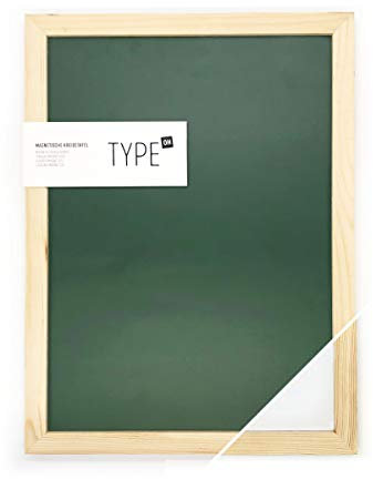 Magnetische Kreidetafel mit Holzrahmen A3 (30 x 40 cm), zweiseitige Magnettafel, Wandtafel, Schreibtafel zum Aufhängen (Grün-Weiss)