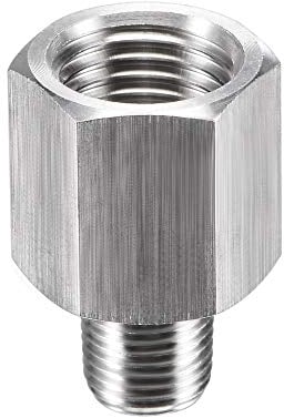 sourcing map Pipe Fitting Reducer Adapter 1/8 NPT Male x 1/4 NPT Female for Water Oil Air Pressure Gauge Temp Sensor, Stainless Steel