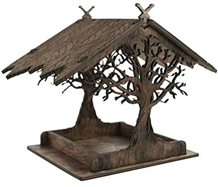 TiSkying Bird Feeder, Wooden Bird Feeder Hanging Tray for Seed Containers, Feeding Station for Wild Birds
