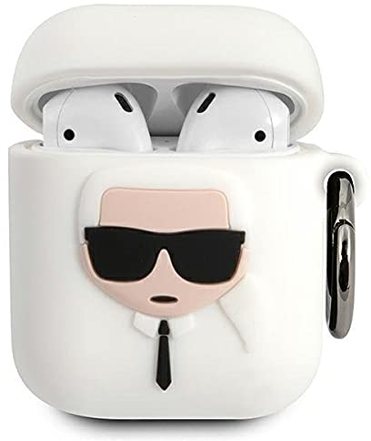 KARL LAGERFELD KLACCSILKHWH Apple AirPods Cover White Silicone Ikonik