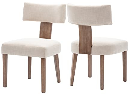 chairus Esszimmerstühle 2er Set Leinen Küchenstühle Esszimmerstühle Holz Armlose Polsterstühle für Esszimmer (Beige)
