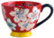 Yizunnu Juego de tazas de café de cerámica de 1/4, juego de tazas de café grandes de 15 onzas para sopa de cereales de leche, mejores regalos de vacaciones para amigos familiares (rojo)