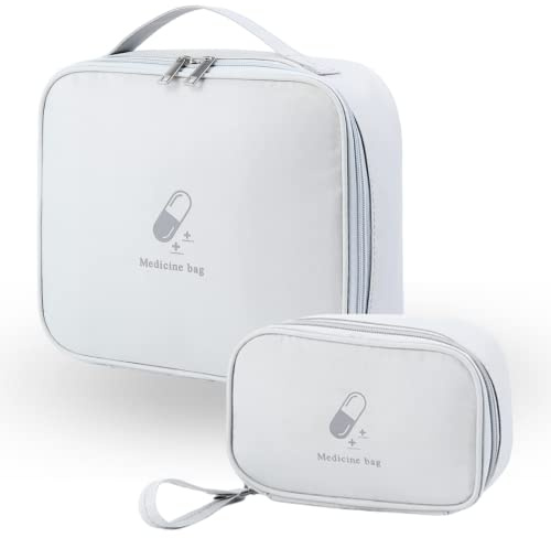 KAISELINNA 2 Pack First Aid Bag for Travel Portable Medical Bag Empty First Aid Box Layered Medicine Bag for Camping Hiking Travel Home Car Office Emergency