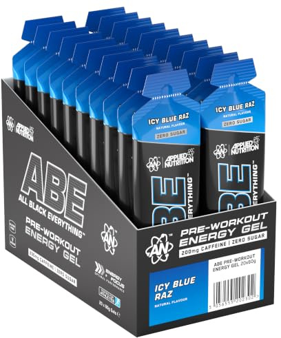 Applied Nutrition ABE Pre Workout Gel - All Black Everything Pre Workout Gel, Energy & Physical Performance with Citrulline, Creatine, Beta Alanine (20 x 60ml Gels) (ICY Blue Raz)