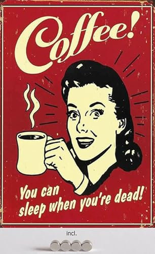 Metall Schild 20x30cm mit 4 Magneten Espresso Kaffee Cafe Bar Coffee Retro Nostalgie Blechschild