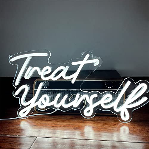 DAKABUKA Letreros de neón con letras LED blancas de neón con alimentación USB para decoración de pared, dormitorio, pared, fiesta de cumpleaños, Navidad, decoración de boda (16.5 x 8.7 pulgadas)