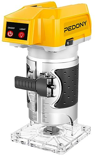 PEDONY Défonceuse sans balais adaptée pour batterie DeWALT, mandrin de 6,35 mm, 6 vitesses variables, 30 000 tr/min, remplacement pour le perçage/coupe/meulage du bois DCW600B 【Batterie non incluse)