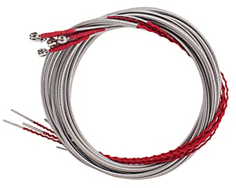 Supvox Basssaite 5 Stück Metallsaiten für 5-Saiter Bass Ersatzteile für Bassgitarre Langlebig Stabile Vibration Rote Linie Kompatibel mit Bass Anfänger