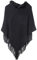 JFAN Strick Ponchos mit Damen Kapuze Cape Pullover Fransen Strickpullover Vielseitiger Kapuzen Schal Warm Coat Hoodie Schwarz One Size