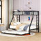 Etagenbett Metallbett Mit Ausziehbarem Bett Für 3 Personen Jugendbett Mit Leiter Auf Beiden Seiten Hochbett Für Kinder Jugendliche Erwachsene 90(140) x200cm Schwarz