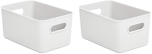 Tatay 7010201 Storage Box Baobab, 5L Capacity, Polypropylene, BPA free, Pergamon White. Measures 18.1 x 27.2 x 13 cm (Pack of 2)
