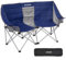 FUNDANGO Double Camping Chairs for Adults Folding Camping Chair 2 Seater Padded Garden Chairs Foldable Sofa with Cup Holder Pockets, Heavy Duty Loveseat for Beach Outdoor Picnic Festival Blue