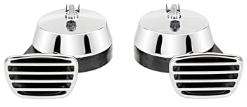 FISA Zweiklang Elektro chrom 112 dB 6 Volt Universelle Passform Metall Silber PKW, Motorrad, Geländewagen Signalhorn