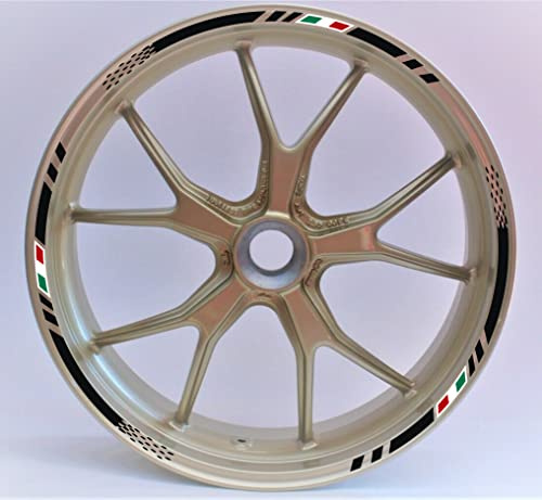 DualColorStampe Confezione Adesivi Set Completo di Cerchi Strisce per Moto per 2 Ruote da 17'' pollici strips Design Sportivo COD.D0062 (Nero Opaco)