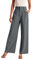 HZMM Weites Bein Hose Elegantes Hose Damen Frauen Stoffhose Für Frauen Arbeit Business Casual Hoch taillierte Anzughose Fließende Hose Büro Chino Hose Damen(Grau, S)