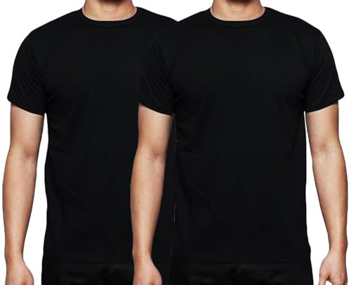 Gaffer Mens Tshirt Plain Short Sleeve Summer Work T Shirt Pack of 2 Workwear Adult Shirt Classic Casual Top Black M