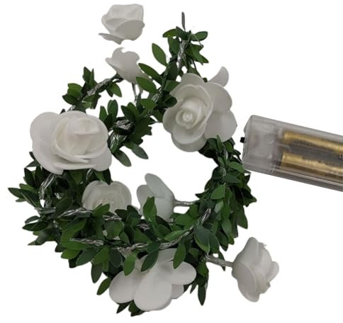 Qinlenyan Home Garden Decoration Long-Lasting Vine Light Rose Flower Led String Lamp Creative Shape Soft Lighting Flicker Battery Powered Decorative 30LED