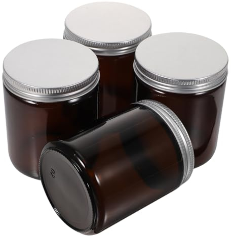 VINTORKY 12pcs Candle Cup Amber Candle Jars Decor Candles Clear Container with Lid Mason Jar Wide Mouth Candle Jars Small Candle Holders Candlesticks Empty Candle Jar Manual Tea Glass