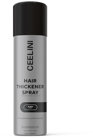 Ceelini Fibres Capillaires Densifiantes en Spray – Poudre Cheveux à base de Kératine pour des Cheveux à l'Aspect Naturellement plus Épais – Résultat Instantané – Résistant à l'Eau –100 ML (Noir)