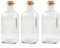 Tradineur - Pack de 3 botellas de vidrio, frascas con tapón de corcho, reutilizables, rellenables, licores, aceite, agua, vino, whisky, bodas- 19,5 x 8 cm - 725 ml