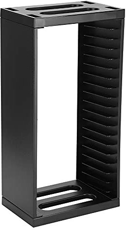 Leapiture Game Disc Storage Tower Layer Shelf Stand Organizer Multimedia Storage Tower Adjustable Media Storage Black for Home 19221