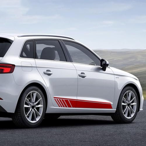 WLLLLa 2 Stück Auto Karosserie Seite Streifen Aufkleber für Audi A3 S3 RS3 Sportback,Streifen Aufkleber Vinyl Dekoration Karosserie Aufkleber,B-Red