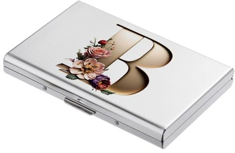 BONSYL® Porte Cartes de Crédit, Portefeuille Fin en Métal avec Blocage RFID, Design Tendance et Motifs Artistiques, pour Homme et Femme. (6 Cartes/Argent/B)