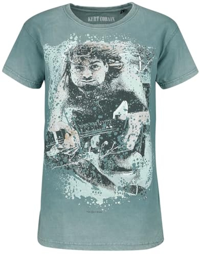 Kurt Cobain Guitar Frauen T-Shirt türkis XXL 100% Baumwolle Band-Merch, Bands