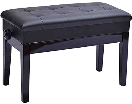 KHLMSRXJ Piano Stool, Dressing Table Stool, Double Seat Keyboard Bench with Storage Compartment, PU Leather Foot Stool with Wooden Legs & Padded Foam Seat