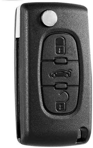 AUTOZOCO Carcasa Mando Llave De Coche 3 Botones Compatible con Citroën C2 C3 C4 C5 C6 C8 Picasso Xsara y Peugeot 207 307 407 408 - CE0536 - Botones de Abrir,Cerrar y Maletero,con zócalo de Pila