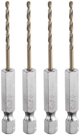 QUARKZMAN 4 Piezas Barrenas Helicoidales de Cobalto de Acero de Alta Velocidad M35 de 2 mm de Diámetro con Vástago Hexagonal de Cambio Rápido de 1/4 para Metal, Acero, Aleación de Zinc