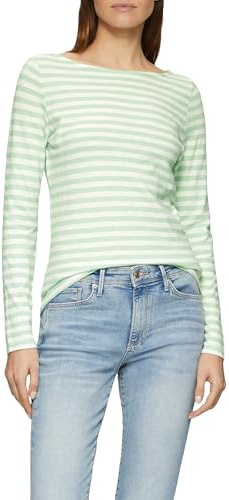 s.Oliver Geringeltes Langarmshirt aus Flammgarn mit U-Boot-Ausschnitt