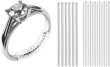 Meowoo Réducteurs de Bague & Ajusteurs Invisibles - Pour Bagues Trop Larges, Espaceurs avec Chiffon de Polissage (12pcs)