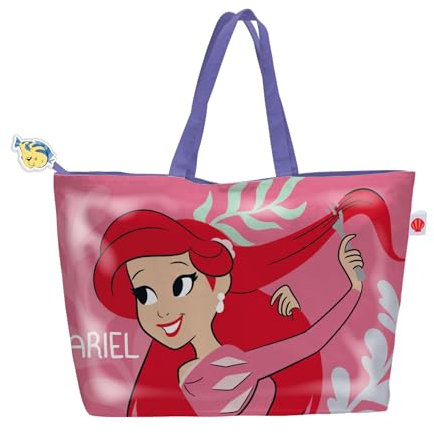 ARDITEX Borsa da spiaggia Ariel La Sirenetta – 48 x 32 cm poliestere e PVC con cerniera – Design Disney con fodera interna – Ideale per spiaggia o piscina – Perfetto per trasportare asciugamani e