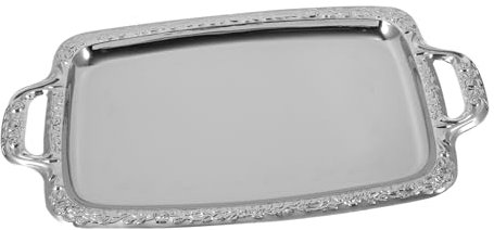 HEALEEP Bandeja de Almacenamiento Decorativa Multiusos 36X26 Cm Bandeja de Metal Asas Plato para Servir Comida para Cocina y Comedor